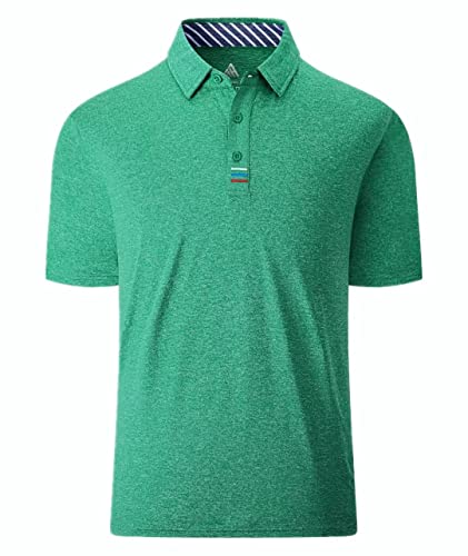 SwissWell Poloshirts Herren Kurzarm Hemd Herren Kurzarm T-Shirts Sport Atmungsaktiv Outdoor Brillenhalter Knopfleiste Männer Casual Summer Poloshirt Einfarbig(017,Grün,L) von SwissWell