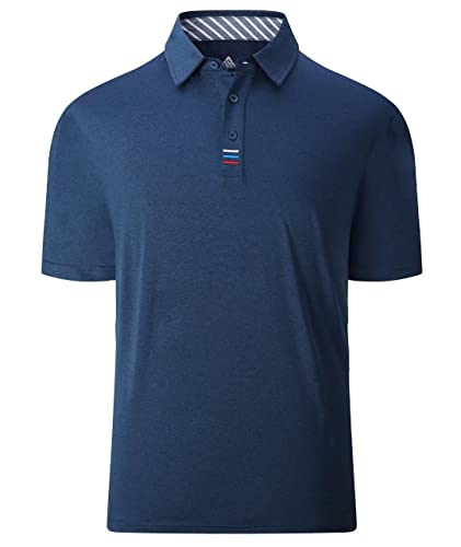 SwissWell Poloshirts Herren Kurzarm Hemd Herren Kurzarm T-Shirts Sport Atmungsaktiv Outdoor Brillenhalter Knopfleiste Männer Casual Summer Poloshirt Einfarbig(017,Navyblau,M) von SwissWell