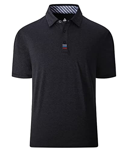 SwissWell Poloshirts Herren Kurzarm Hemd Herren Kurzarm T-Shirts Sport Atmungsaktiv Outdoor Brillenhalter Knopfleiste Männer Casual Summer Poloshirt Einfarbig(017,Schwarz,L) von SwissWell