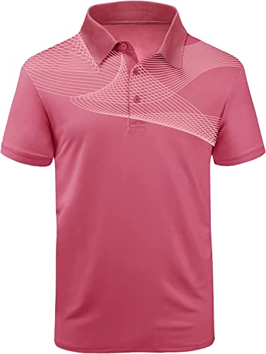 SwissWell Poloshirts Herren Kurzarm T-Shirts Oberteil Herren Sport Atmungsaktiv Outdoor Brillenhalter Knopfleiste Hemd Männer T Shirt Golf Casual Poloshirt(035 Pink,M) von SwissWell