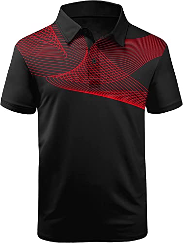 SwissWell Poloshirts Herren Kurzarm T-Shirts Oberteil Herren Sport Atmungsaktiv Outdoor Brillenhalter Knopfleiste Hemd Männer T Shirt Golf Casual Poloshirt(035 Rot,M) von SwissWell