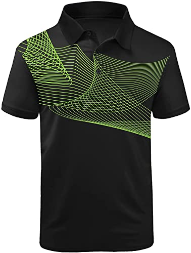 SwissWell Poloshirts Herren Kurzarm T-Shirts Oberteil Herren Sport Atmungsaktiv Outdoor Brillenhalter Knopfleiste Hemd Männer T Shirt Golf Casual Poloshirt(035 Schwarz Grün,L) von SwissWell