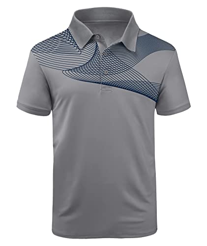 SwissWell Poloshirts Herren Kurzarm T-Shirts Oberteil Herren Sport Atmungsaktiv Outdoor Brillenhalter Knopfleiste Hemd Männer T Shirt Golf Casual Poloshirt(035 Grau Navy,L) von SwissWell