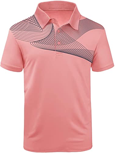 SwissWell Poloshirts Herren Kurzarm T-Shirts Oberteil Herren Sport Atmungsaktiv Outdoor Brillenhalter Knopfleiste Hemd Männer T Shirt Golf Casual Poloshirt(035 Rosa Grau,L) von SwissWell