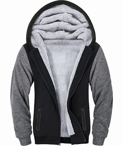 SwissWell Sweatjacke Herren mit Kapuze Zip Hoodie Gefüttert Fleecejacke Winter Outdoor Kapuzenjacke Pullover Schwarz S von SwissWell