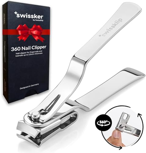 Swissklip Nagelknipser für Damen und Herren, Fingernagelknipser für Erwachsene mit 360 Grad drehbarem Kopf, Fingernagelknipser für Damen, chirurgisches Edelstahlmaterial Swissklip Nagelknipser für Damen und Herren, Fingernagelknipser für Erwachsene mit 360 Grad drehbarem Kopf, Fingernagelknipser für Damen, chirurgisches Edelstahlmaterial von Swissklip
