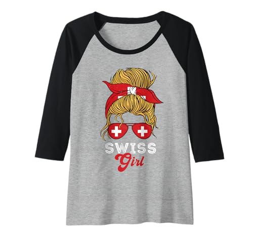 Damen Swiss Girl Schweiz Flagge Stolz Schweiz Pride Roots Raglan von Switzerland Flag Swiss Roots Schweiz Country