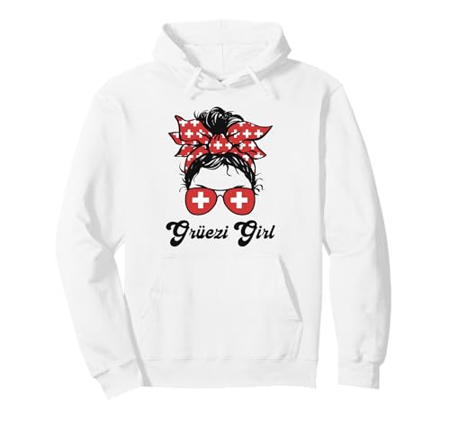 Grüezi Mädchen Schweiz Flagge Messy Bun Schweiz Frau Pullover Hoodie von Switzerland Flag Swiss Roots Schweiz Country