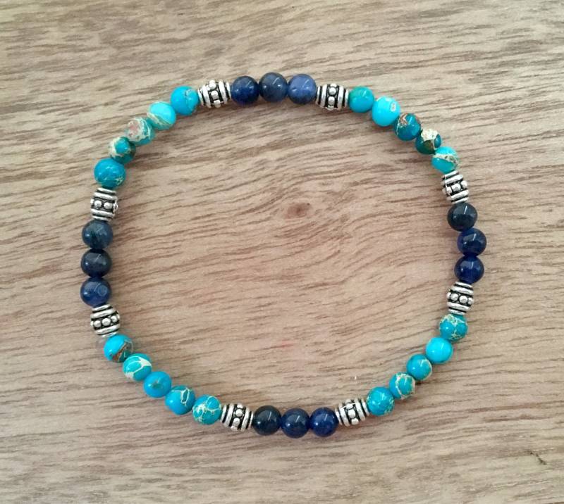 Türkis Jaspis Und Blaues Sodalith Perlenarmband von SwivelBySarah