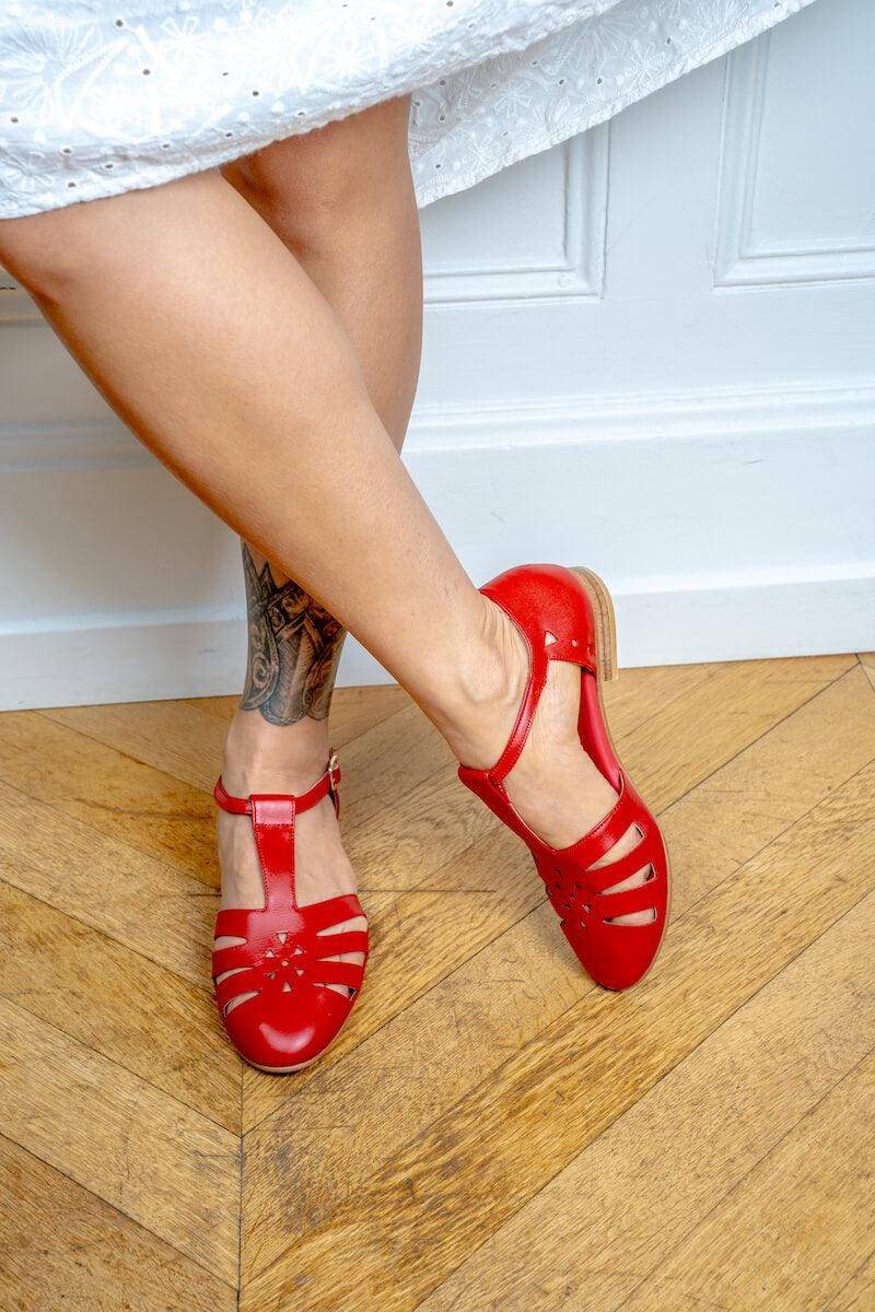 Holly - Sandales Rouges En Cuir von Swivells