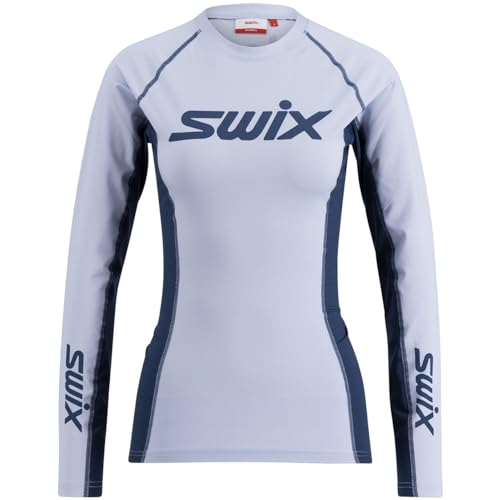 Swix Langärmliges Baselayer Top für Damen, Langlauf, Langlauf, Training, Quick RaceX Dry, Heather/Lake Blue von Swix