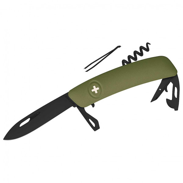 Swiza - Schweizer Messer D03 All Black - Messer Gr 7,5 cm oliv von Swiza