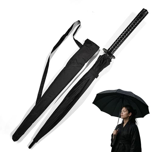 Katana Regenschirm – Samurai-Schwert-inspiriertes Design | Robuster Schirm mit langem Griff sturmfestem Stahlrahmen Samurai Schwert | Stilvolles Accessoire & Geschenkidee von Swords and more
