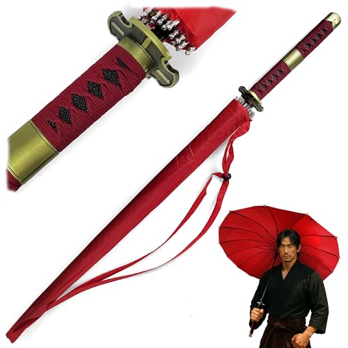 Swords and more One Piece Regenschirm, 16K Premium Version, Groß Katana Samurai Schwert Regenschirm Sturmfest mit langem Griff (Sandai Kitetsu) von Swords and more
