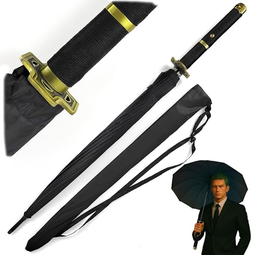 Swords and more One Piece Regenschirm, 16K Premium Version, Groß Katana Samurai Schwert Regenschirm Sturmfest mit langem Griff (Yubashiri) von Swords and more