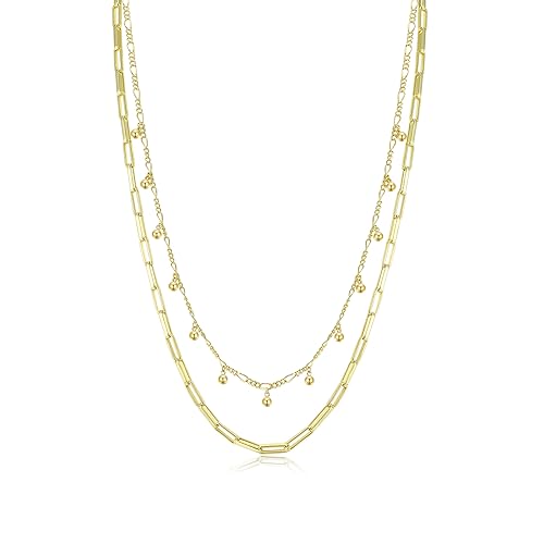 Büroklammer-Kette Halskette, Chunky Kette Damen Handgemachte Kette, 0.1mc Dick Vergoldet, Zierliche Gold Halskette mit Geschenkbox für Mädchen/Frauen (Schichtkette) von Swygoo