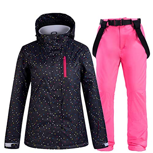 SxLingerie Schneeanzug Damen Winter Ski Jacke Und Hose Thermal Windundurchlässige wasserdichte Hose Outdoor-Sport-Berg Snowboard-Jacke Set,Rosa,L von SxLingerie