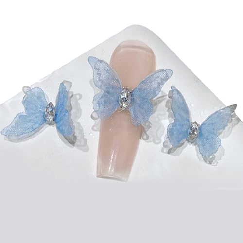 3 x 3D-Schmetterlings-Nägel, schöne Nagelkunst-Dekoration für kreative Projekte, Damen-Maniküre, Nageldekorationen von Sxett