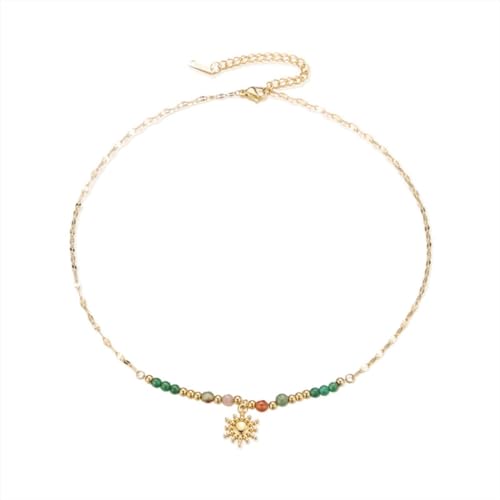 Bunte Sonnenblumen-Halskette, handgefertigt, verstellbare Kette, einzigartiger Stil, Schmuck für Damen, Wie beschrieben von Sxett