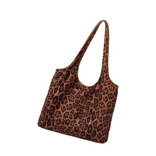 Damen Tier Muster Große Kapazität Schultertasche Stilvolle Multifunktionale Unterarm-Handtasche Geldbörse für Tägliche Essential Leopard Print Handtasche, braun, One Size von Sxett