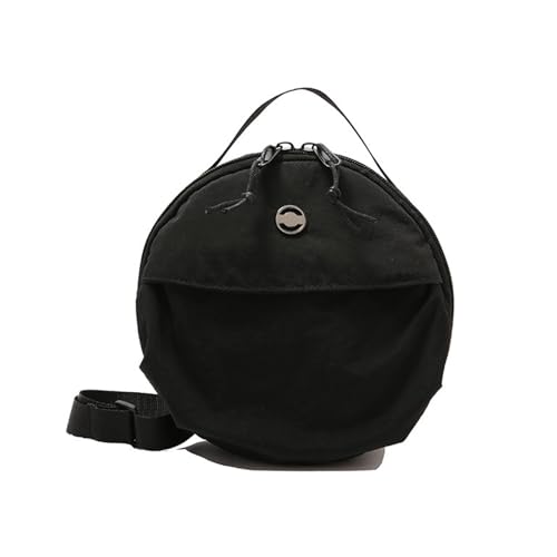 Damen-Umhängetasche, klein, rund, koreanischer Stil, Umhängetasche, schöne Kuriertasche, Nylon, Handy-Aufbewahrungstasche, Schwarz von Sxett