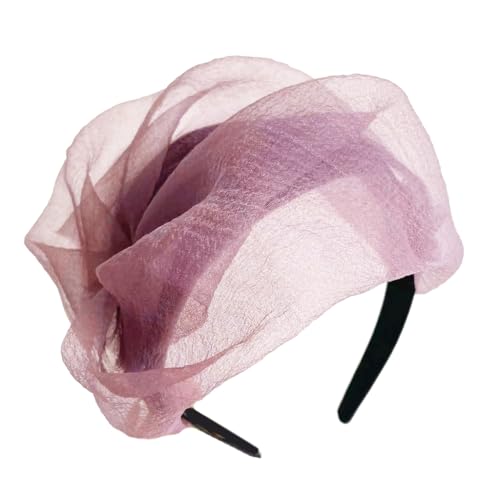 Durchsichtiges Haarband mit halbem Hut, Rüschen, für Damen, französischer Haarreif, Abendkleider, Vintage-Party, Haarschmuck Durchsichtiges Haarband mit halbem Hut, Rüschen, für Damen, französischer Haarreif, Abendkleider, Vintage-Party, Haarschmuck von Sxett