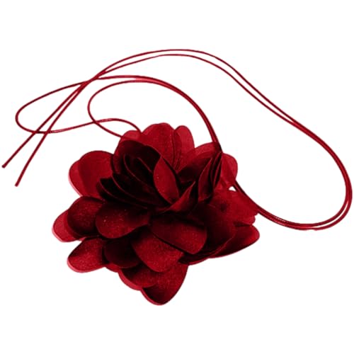 Einzigartige, handgefertigte florale Choker-Halskette, exquisite Halskette mit Blume, Vintage-Stil, Stoffhalsband für Frauen und Mädchen, Wie beschrieben von Sxett