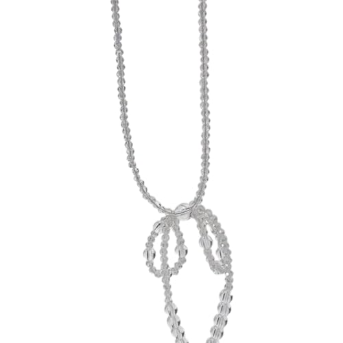 Elegante Halskette, kurze Schleife, Kristall-Perlen, Choker, schlichtes Schlüsselbein-Kette, modische Halskette, Statement-Schmuck, Zink von Sxett