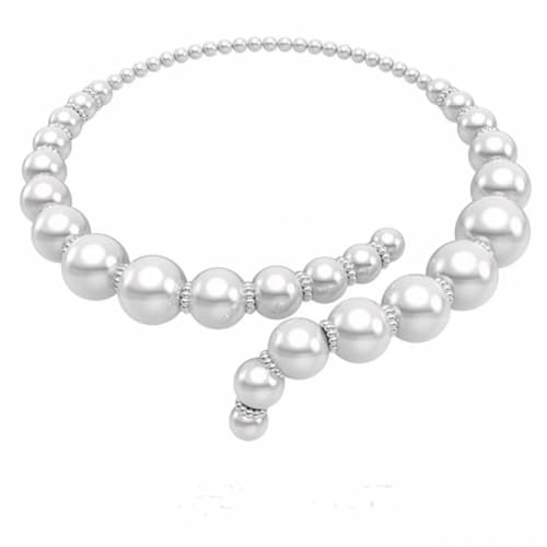 Elegante Perlen-Halskette mit Öffnung für Schlüsselbein, verstellbarer Halsschmuck für Hochzeit, Party, besondere Anlässe, Zink von Sxett