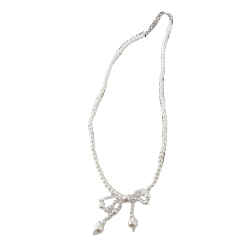 Elegante Perlen-Pullover-Kette, Schmuck, raffinierte Perlen, Schleife, Halskette, zarte Halskette, Schmuck-Accessoire, Wie beschrieben von Sxett
