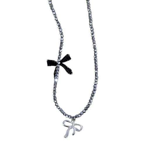 Elegante Schleifen-Halskette, modisches Halsband, Schlüsselbeinkette, Perlen-Choker, Statement-Schmuck für Hochzeit, Party, Wie beschrieben von Sxett