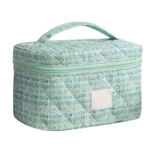 Gesteppte Kosmetiktasche aus Baumwolle, groß, Blumenmuster, Reise-Kulturbeutel mit Griff, Make-up-Handtasche für Damen, gesteppte Make-up-Taschen, grün, Mass Beauty Gesteppte Kosmetiktasche aus Baumwolle, groß, Blumenmuster, Reise-Kulturbeutel mit Griff, Make-up-Handtasche für Damen, gesteppte Make-up-Taschen, grün, Mass Beauty von Sxett
