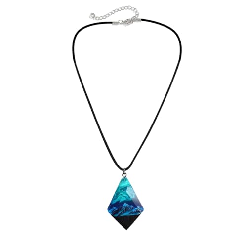 Halskette mit Kristallharz-Diamant-Anhänger, geheime magische Welt im Inneren, Harz, Schnee-Berg-Anhänger, Halskette, Zink von Sxett