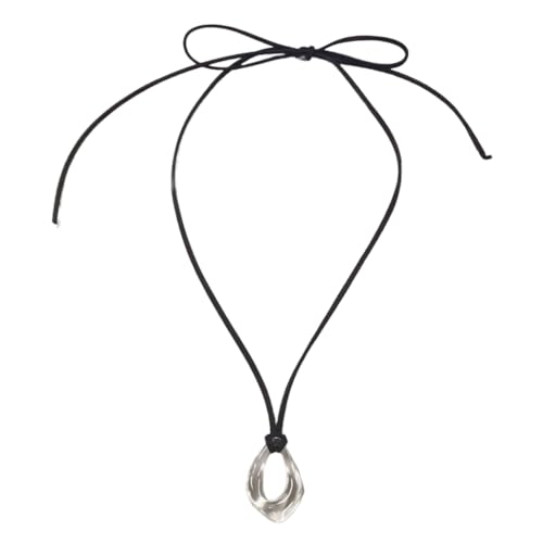 Halskette mit rundem Anhänger, Acryl, verstellbar, Samt, Seil, Choker, einfaches Ornament, Damen-Schlüsselbein-Kette, Zubehör, Zink von Sxett
