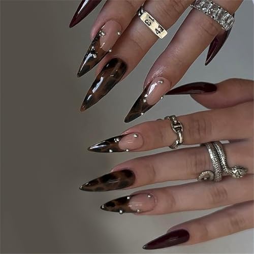 Kunstnägel zum Aufdrücken, Leopardenmuster, zum Aufkleben auf Nägel, Acrylnägel, künstliche Nägel für Damen von Sxett