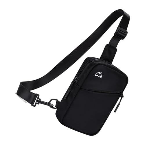 Mehrzweck-Crossbody-Fitness-Tasche mit verstellbarem Riemen und sicheren Reißverschlussfächern für Handy-Zubehör, Schwarz von Sxett