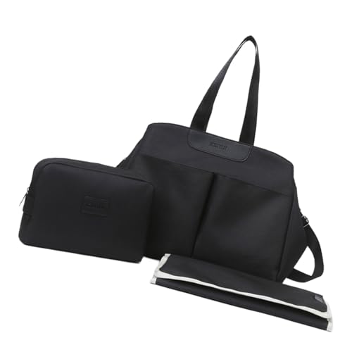 Mom Bag Handtasche Kinderwagen Hängetasche mehrere Fächer Crossbody Schulter mit Wickelunterlage und kleiner Windel, Schwarz von Sxett