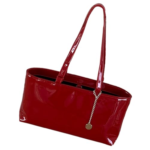 Professionelle Pendlertasche für Damen, mit reichlich Stauraum für das tägliche Büro, glänzendes PU-Leder, Handtasche, Unterarm-Geldbörse, verstellbarer Riemen, Handtasche, rot, One Size Professionelle Pendlertasche für Damen, mit reichlich Stauraum für das tägliche Büro, glänzendes PU-Leder, Handtasche, Unterarm-Geldbörse, verstellbarer Riemen, Handtasche, rot, One Size von Sxett
