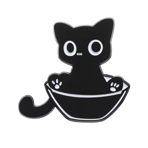 Set mit 5 schönen Katzen-Muster-Broschen Cartoon Anime Anstecknadel Dekoration für trendige Frauen Jacken Hüte und Accessoires, Zink von Sxett