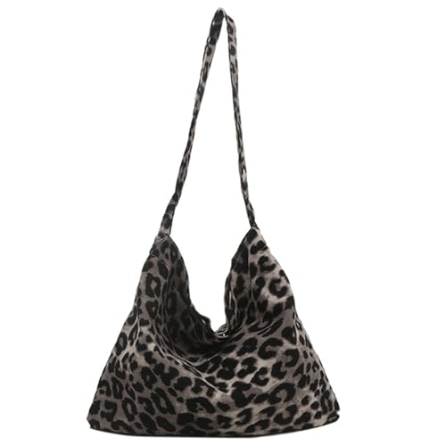 Stilvolle Canvas-Umhängetasche mit Tiermuster, Mehrzweck-Handtasche mit großem Fassungsvermögen, für Einkaufen, Schule, Arbeit und Reisen, Leopardenmuster, Schwarz , One Size Stilvolle Canvas-Umhängetasche mit Tiermuster, Mehrzweck-Handtasche mit großem Fassungsvermögen, für Einkaufen, Schule, Arbeit und Reisen, Leopardenmuster, Schwarz , One Size von Sxett