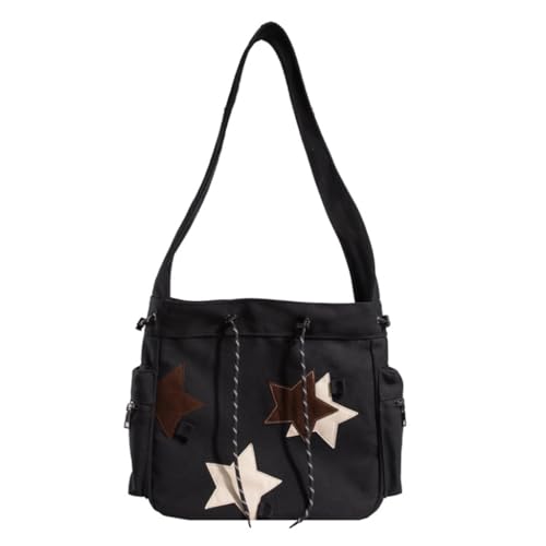 Sxett 2024 Messenger Bag Canvas Star Bag School Bag Large Capacity Crossbody Shoulder Bag for Teens Versatile Vintage Bag, Schwarz von Sxett