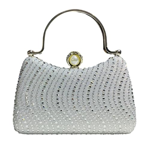 Sxett Abendtasche für Damen, elegante Clutch, trendig, Abendtasche, Clutch, Hochzeit, Party, Abendtasche, Handtasche für Hochzeiten, Partys, silber von Sxett