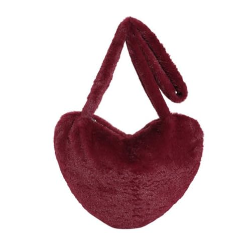 Sxett Achseltasche Herzförmige Umhängetasche Vintage Vielseitige Unterarmtasche für Damen, burgunderfarben von Sxett