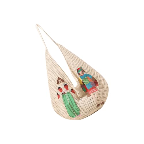 Sxett Allmatchingfor Damen gewebte Schultertasche Große Kapazität Achseltasche Weibliche Achseltasche Stricken Strandtasche, weiß von Sxett