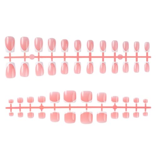 Sxett Anspruchsvolle Nude White Press on Nails 48pcs Set mit kurzen French Acryl Nägel Tips für stilvolle Frauen Mädchen von Sxett