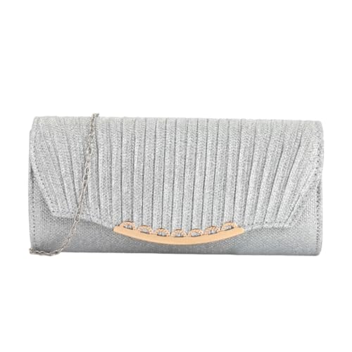 Sxett Auffällige plissierte Abendtasche, Umhängetasche, modische Umhängetasche, Handtasche, perfekt für Hochzeiten und Partys, silber von Sxett