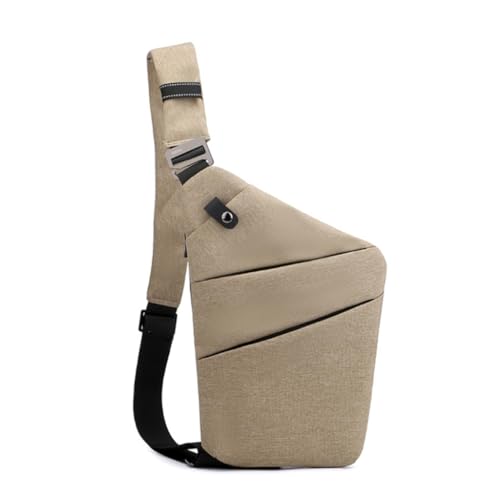 Sxett Crossbody Bag Gürteltasche für Erwachsene Brusttasche über die Schulter Tasche für Unisex, khaki, Left shoulder von Sxett