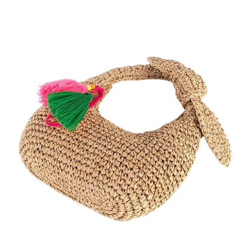 Sxett Gewebte Geldbörse mit dekorativen Schleifen oben Griff für Abendveranstaltungen, Reisezubehör und den täglichen Gebrauch, aprikose, 35.5/36 EU von Sxett