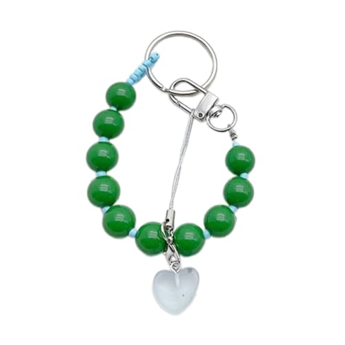 Sxett Lebendiger Herz-Schlüsselanhänger mit Perlen, Handy-Charm, auffälliger und einzigartiger Taschenarmband-Anhänger, Zubehör für verschiedene Anlässe, Wie beschrieben von Sxett