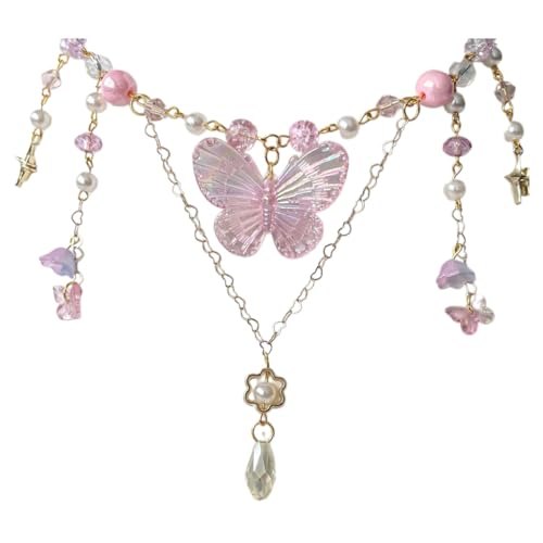 Sxett Modische Halskette mit Schmetterlings-Anhänger, Halskette, Halsband, Accessoire für modebewusste Personen, Zink von Sxett